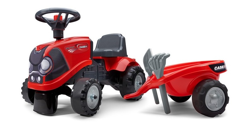 Case IH Magnum Tractor, Push Ride-on Toy with Trailer, Rake and Shovel, Horn and Stickers, For Toddlers Ages 1+ FA238C