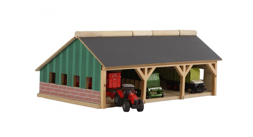Kids Globe 1:87 Scale Wooden Farm Machinery Shed for Tractors Collection