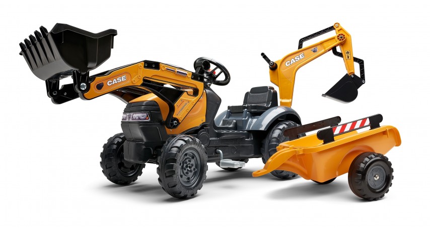 Falk Case CE Pedal backhoe with Rear Excavator and Trailer, Ride-on +2 years FA967N