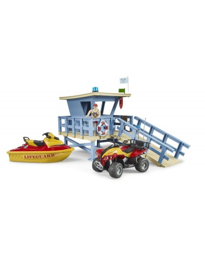 Bruder Toys 62780 bworld Life Guard Station with quad and Personal Water Craft