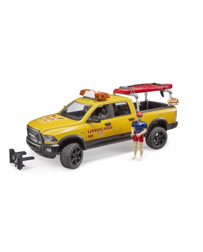 Bruder Toys 02506 RAM 2500 Power Wagon Life Guard with figure - Stand Up Paddle and Light & Sound Module Scale 1:16