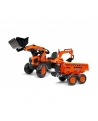 Falk Kubota M135GX Pedal backhoe Loader with Front Loader, Rear Excavator and Maxi Tilt trailer, Ride-on +3 years FA2090W