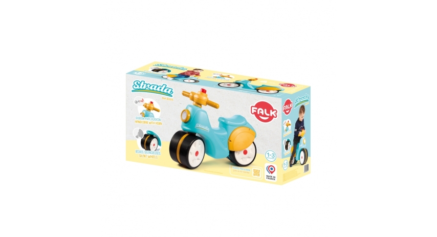 Falk Toddler Strada Scooter Toy, Ride-On Motocycle with Silent Wheels, Directional Handlebars, and Horn +1.5 years FA800S