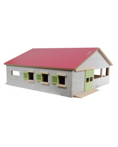 Kids Globe 1:32 Scale Wooden Horse stable Toy With 3 Stalls and Indoor Arena KG610271