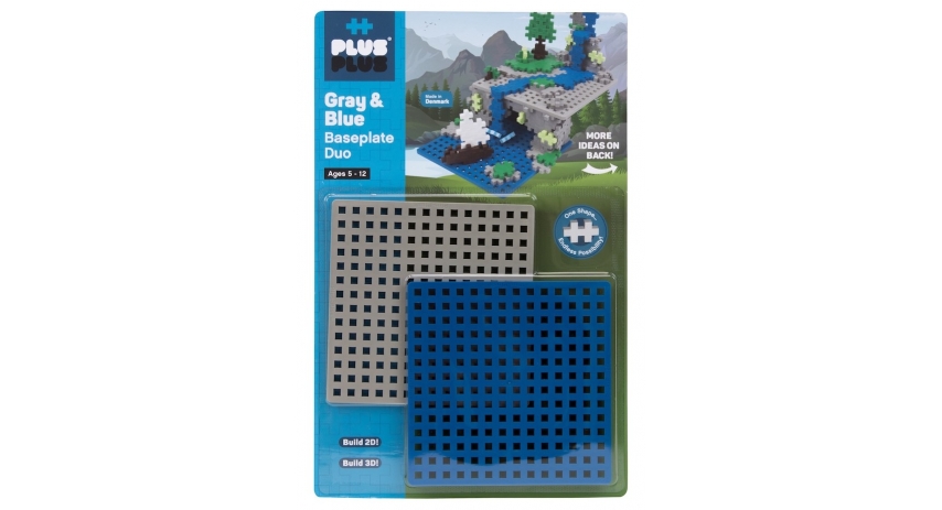 PlusPlus 05040 Baseplate Duo - Gray and Blue - DIY Kit
