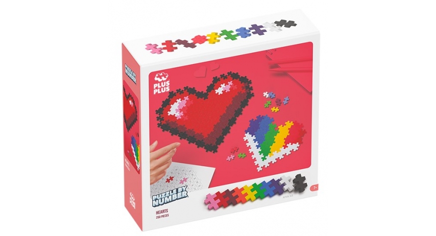 PlusPlus 05101 Puzzle by Number? - 250 pc Hearts - DIY Kit