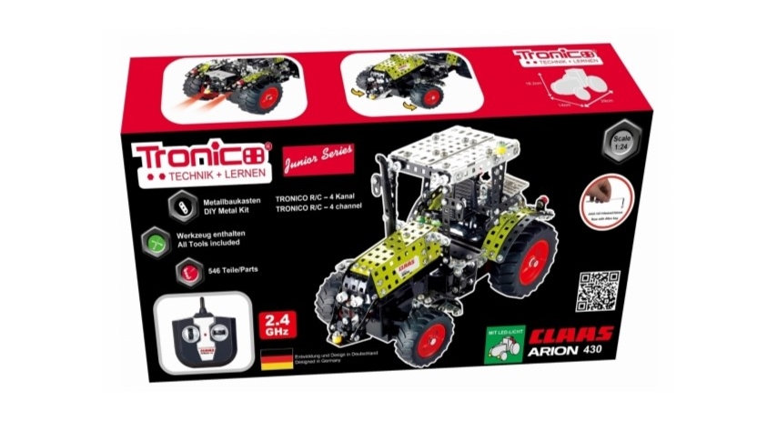 Tronico Junior Series - Radio-controlled RC Claas Arion 430 with trailer 547 parts - DIY Metal Kit T10064