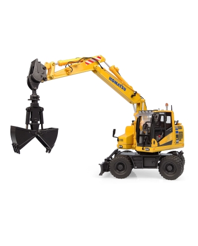 Universal Hobbies 1/50 Scale Komatsu PW148-11 Hydraulic Wheeled Excavator w/Standard & Clamshell Bucket Diecast Replica UH8162