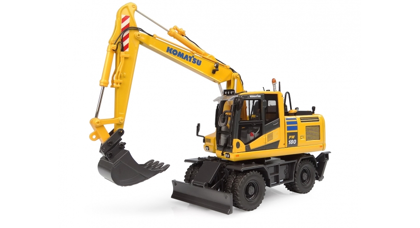 Universal Hobbies 1/50 Scale Komatsu PW148-11 Wheeled Excavator w/Standard Bucket & Hydraulic Breaker Diecast Replica UH8163