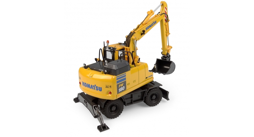 Universal Hobbies 1/50 Scale Komatsu PW148-11 Wheeled Excavator w/Standard Bucket & Hydraulic Breaker Diecast Replica UH8163
