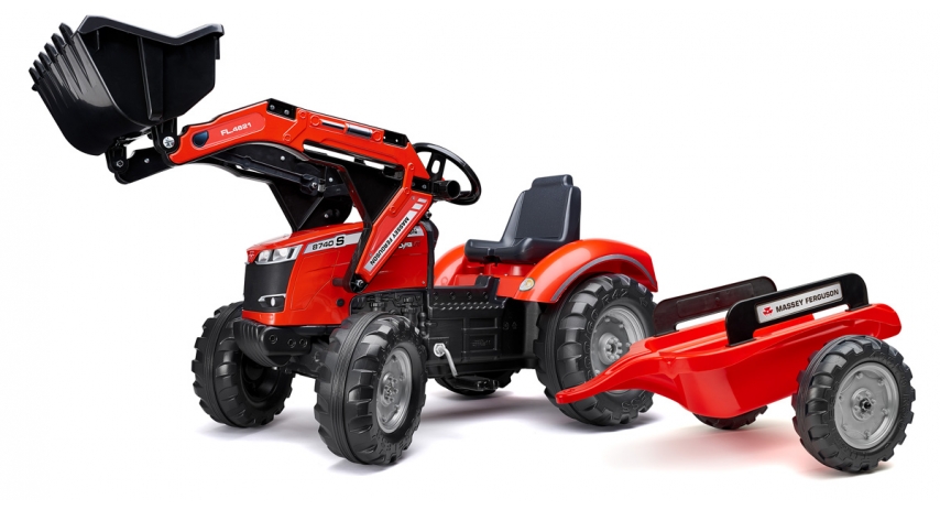 Falk Massey Ferguson 8740S Pedal Tractor with Front Loader and Trailer, Ride-on + 3 years FA4010AM