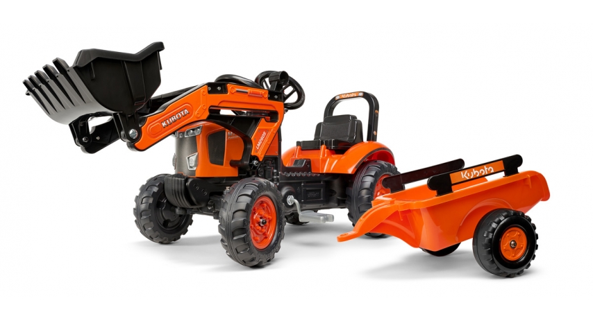 Falk Kubota M7171 Pedal Tractor with Front Loader and Trailer, Ride-on + 2 years FA2065AM