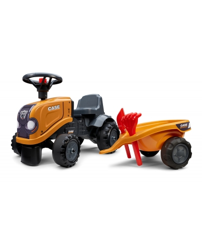 Case CE Tractor Push Ride-on Toy with Trailer, Rake and Shovel, Horn & Stickers, for Toddler Ages 1+ FA297C