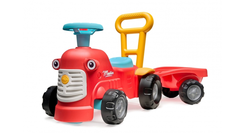 2-in-1 Toddler Push Walker Ride-On Toy with Trailer, Storage & Horn, Baby Walking Aid & Ride-On Tractor Ages 1-3 FA900C