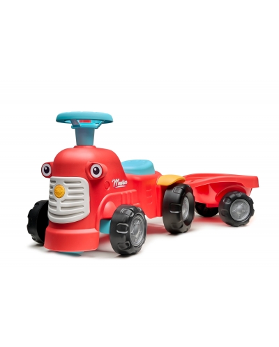 2-in-1 Toddler Push Walker Ride-On Toy with Trailer, Storage & Horn, Baby Walking Aid & Ride-On Tractor Ages 1-3 FA900C