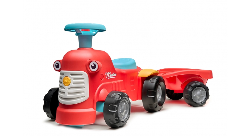 2-in-1 Toddler Push Walker Ride-On Toy with Trailer, Storage & Horn, Baby Walking Aid & Ride-On Tractor Ages 1-3 FA900C