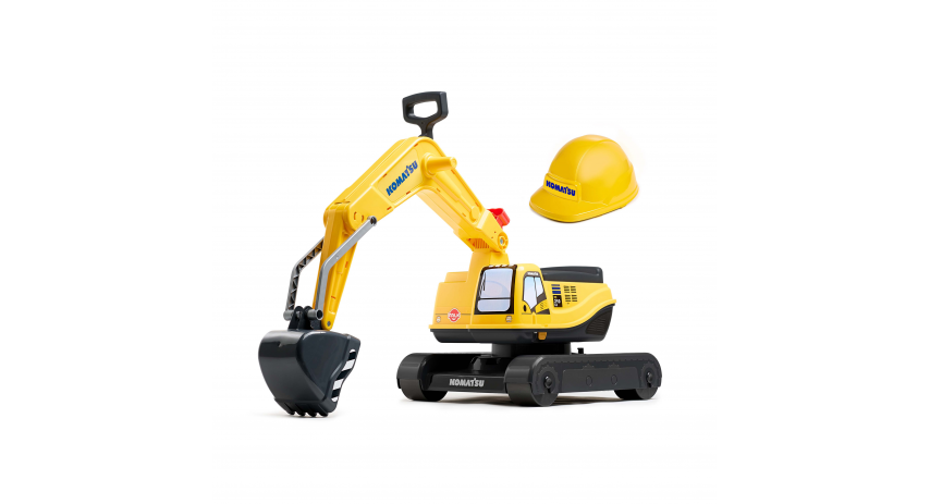 Komatsu Digger Excavator Ride-on Toy With Storage & Helmet, Construction Vehicle for Kids Ages +3 FA146