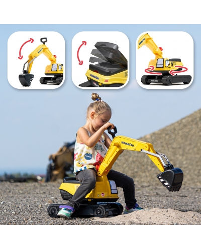 Komatsu Digger Excavator Ride-on Toy With Storage & Helmet, Construction Vehicle for Kids Ages +3 FA146