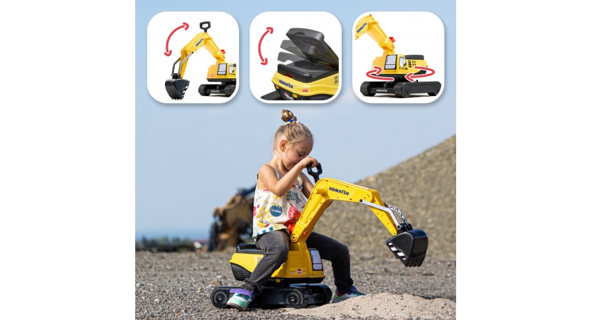 Komatsu Digger Excavator Ride-on Toy With Storage & Helmet, Construction Vehicle for Kids Ages +3 FA146