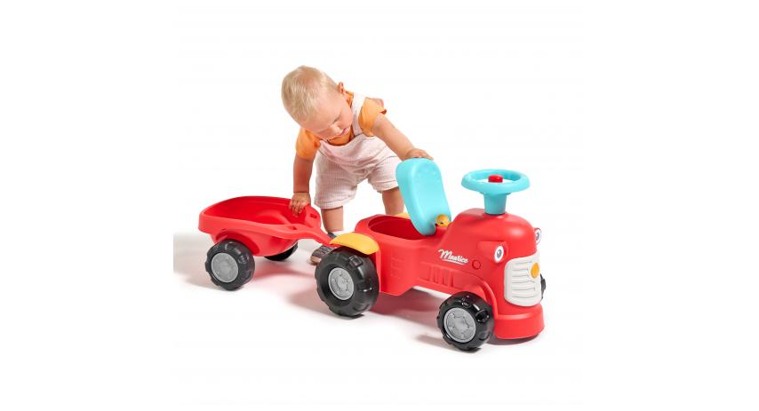 2-in-1 Toddler Push Walker Ride-On Toy with Trailer, Storage & Horn, Baby Walking Aid & Ride-On Tractor Ages 1-3 FA900C