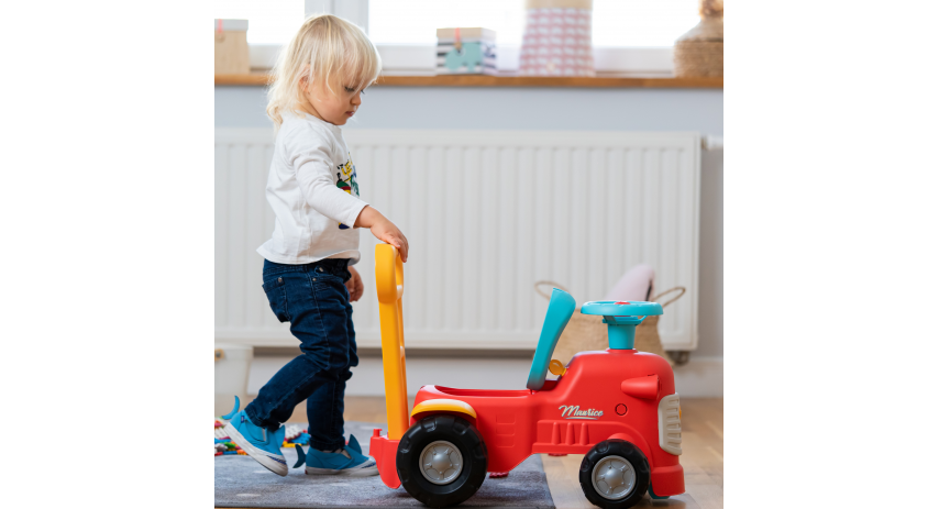 2-in-1 Toddler Push Walker Ride-On Toy with Trailer, Storage & Horn, Baby Walking Aid & Ride-On Tractor Ages 1-3 FA900C