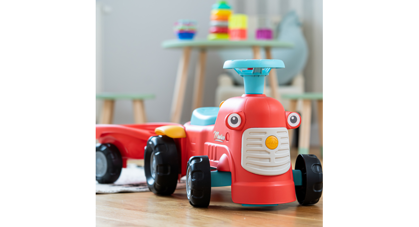 2-in-1 Toddler Push Walker Ride-On Toy with Trailer, Storage & Horn, Baby Walking Aid & Ride-On Tractor Ages 1-3 FA900C