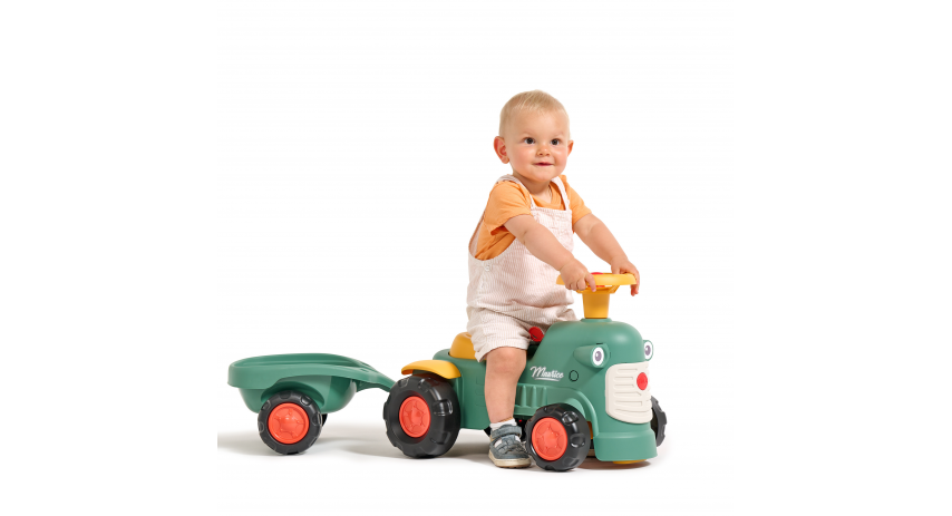 Toddler Push Ride-On Toy Tractor with Trailer, Storage & Horn for Kids Ages 1-3 FA901C