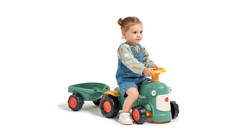 Toddler Push Ride-On Toy Tractor with Trailer, Storage & Horn for Kids Ages 1-3 FA901C