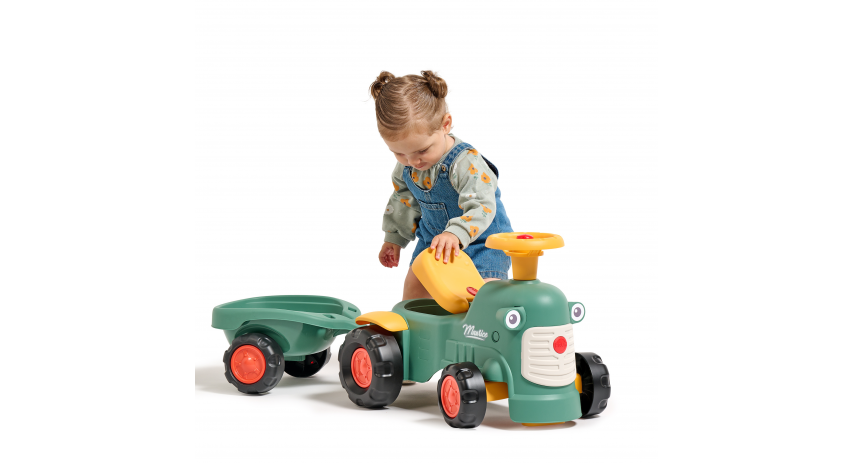 Toddler Push Ride-On Toy Tractor with Trailer, Storage & Horn for Kids Ages 1-3 FA901C