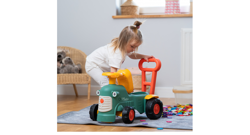 Toddler Push Ride-On Toy Tractor with Trailer, Storage & Horn for Kids Ages 1-3 FA901C