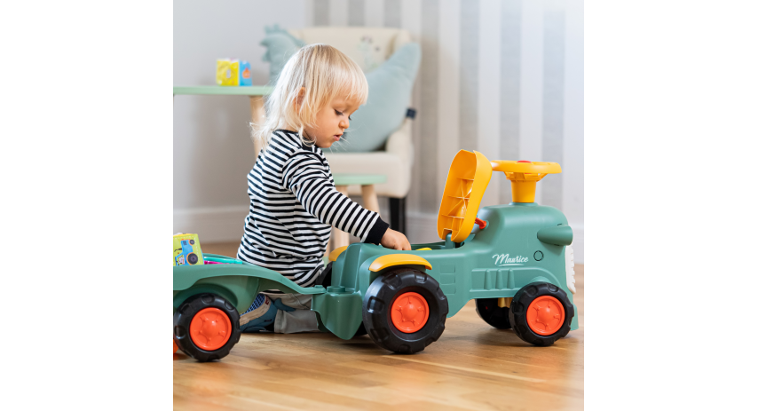 Toddler Push Ride-On Toy Tractor with Trailer, Storage & Horn for Kids Ages 1-3 FA901C