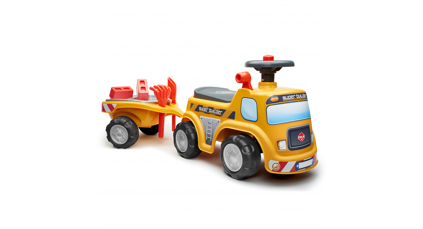 Toddler Push Ride-on Truck "Super Builder" with Trailer&Sand Playset, Construction Vehicle Toy for Kids Ages 1-3 FA706C