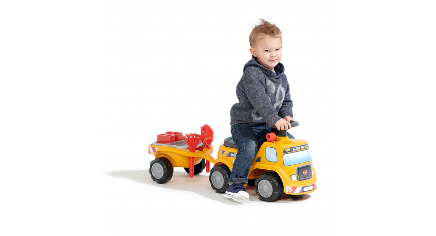 Toddler Push Ride-on Truck "Super Builder" with Trailer&Sand Playset, Construction Vehicle Toy for Kids Ages 1-3 FA706C