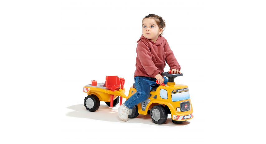Toddler Push Ride-on Truck "Super Builder" with Trailer&Sand Playset, Construction Vehicle Toy for Kids Ages 1-3 FA706C