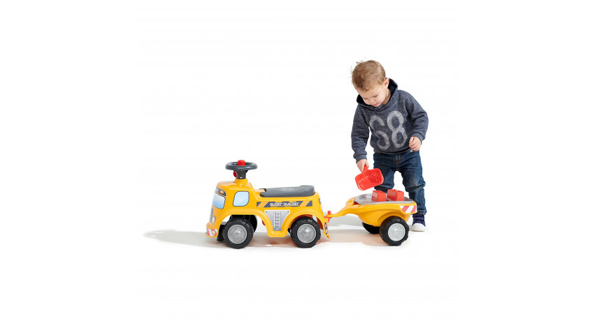 Toddler Push Ride-on Truck "Super Builder" with Trailer&Sand Playset, Construction Vehicle Toy for Kids Ages 1-3 FA706C