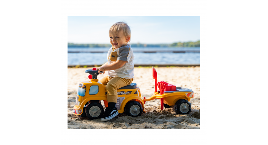 Toddler Push Ride-on Truck "Super Builder" with Trailer&Sand Playset, Construction Vehicle Toy for Kids Ages 1-3 FA706C