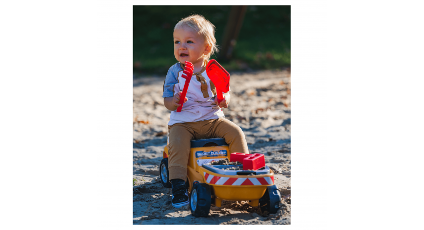 Toddler Push Ride-on Truck "Super Builder" with Trailer&Sand Playset, Construction Vehicle Toy for Kids Ages 1-3 FA706C