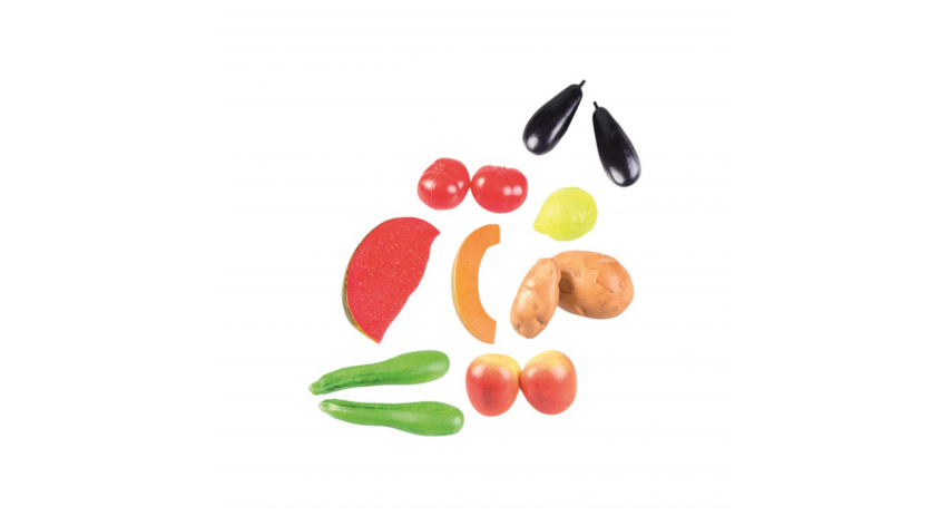 Fruits & Vegetables Summer Play Food Set, 13-pieces Realistic Pretend Food Toys for Toddlers Ages 2+ LAP41046