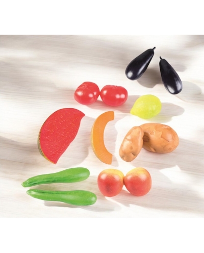 Fruits & Vegetables Summer Play Food Set, 13-pieces Realistic Pretend Food Toys for Toddlers Ages 2+ LAP41046