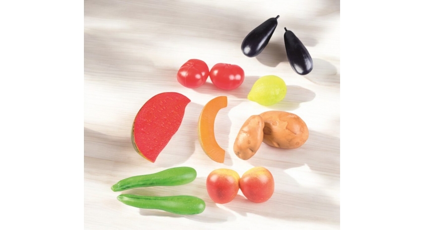 Fruits & Vegetables Summer Play Food Set, 13-pieces Realistic Pretend Food Toys for Toddlers Ages 2+ LAP41046